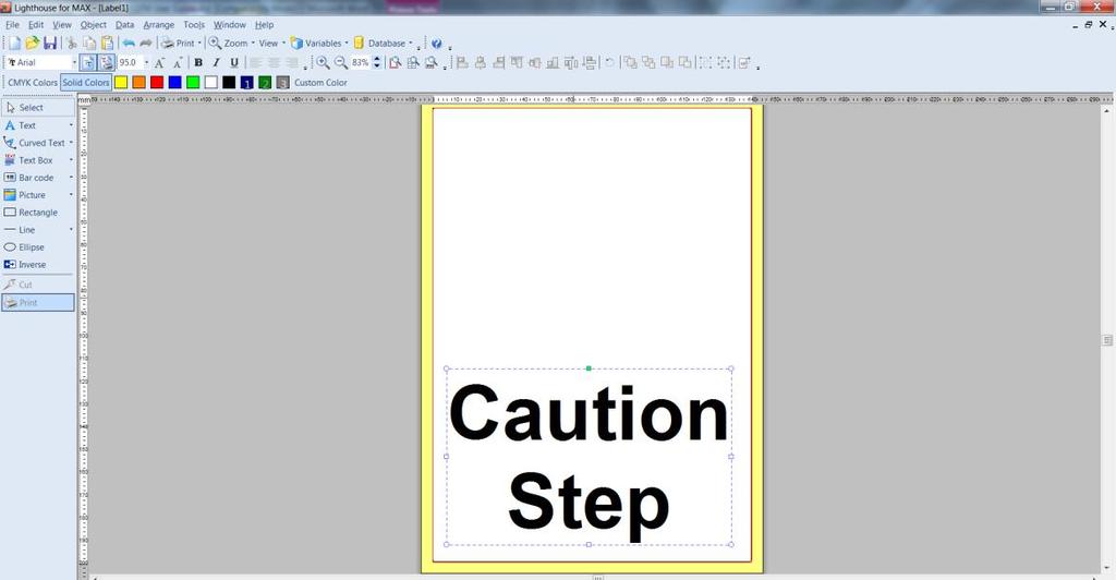 Inserting Text To insert text onto the label, click on the A Text on the left hand toolbar then click in the label. A flashing cursor will appear.
