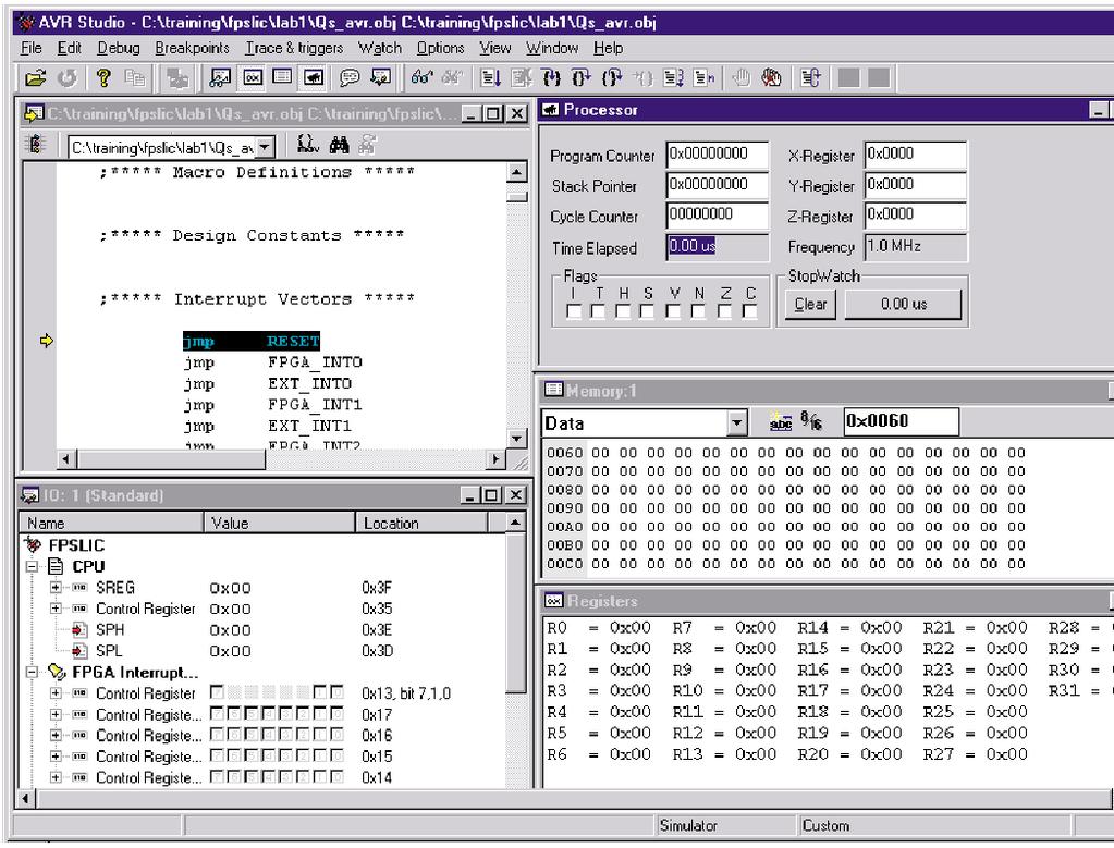 System Designer Figure 2 shows the AVR Studio software debugger tool, which provides a stand-alone debugging environment