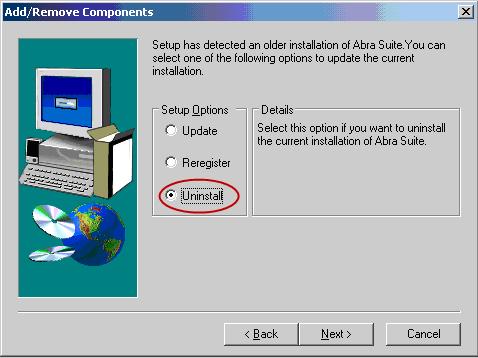 WARNING! The setup option, Update, is automatically selected when this dialog box opens.