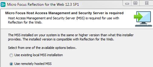 Step 1. Install Reflection for the Web 12.3 SP1 on a different machine. On a different machine, install Reflection for the Web 12.3 SP1 as a stand-alone product, using the automated installer.