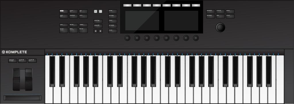 Keyboard Overview 6 Keyboard Overview The KOMPLETE KONTROL keyboard is tightly integrated into the software and can be used to browse, control and play your Products as well as to control supported
