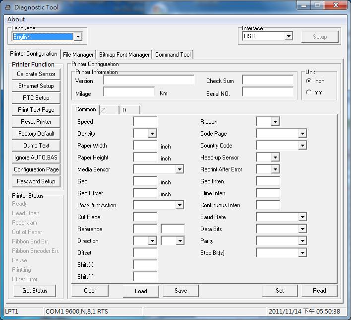 5. Diagnostic Tool Posline Diagnostic Utility is an integrated tool incorporating features that enable you to explore a printer s settings/status; change a printer s settings; download graphics,