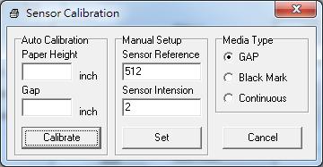 Gap sensor Black mark sensor 2. Turn on the printer power switch. 3. Open Diagnostic tool and set interface.