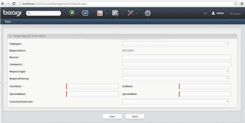 Figure 8: User Access Management application in execution 5.