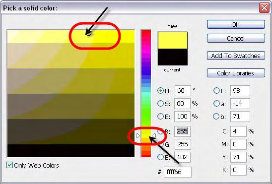 4. Click on the yellow part of the color slide