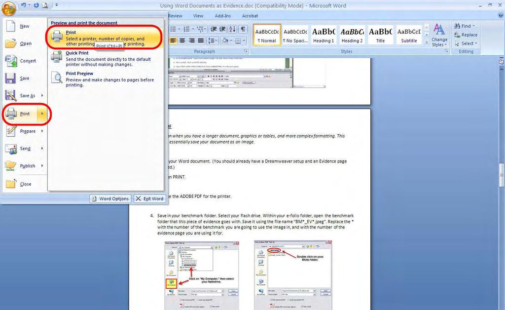 Creating a PDF Use this option when you have a longer document, graphics or tables, and