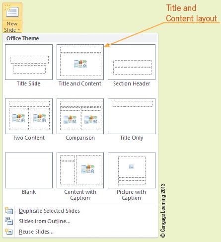 Creating a New Presentation (continued) Side layout refers to the arrangement of
