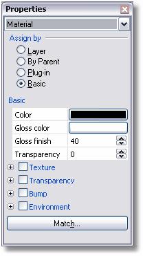 In the Properties dialog box, on the Material page, under Assign By, click Basic. 5.