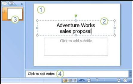 Create a Presentation 1. Click the File tab New 2. Click Blank Presentation, and then click Create. 3. In the first text box (labeled as no. 2 in figure above), type in subject code and subject name.
