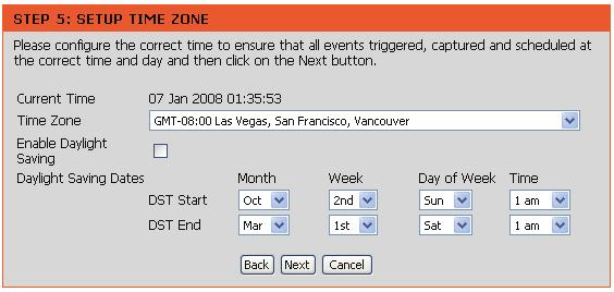 Click Next Configure the correct time to ensure that all events