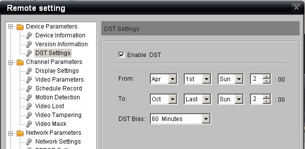 Step 3: Set Daylight Savings Time and NTP Server Settings Daylight Savings Time This is important for correct video recording.