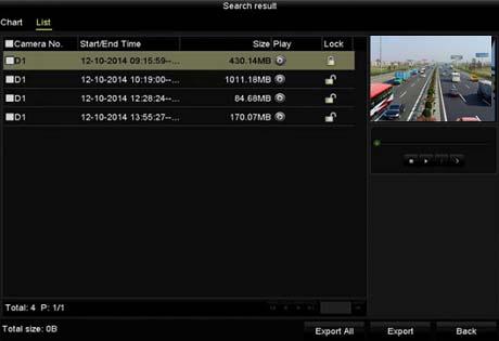 Figure 8-6 Normal Video Search for Backup Results 5. Export the video files or picture files. Click Export All to export all the files.