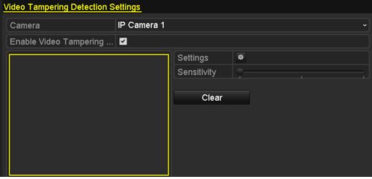 Figure 9-10 Video Tampering Setup Interface 2. Set the video tampering handling action of the channel. Check Enable Video Tampering Detection.