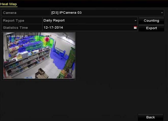 NOTE The heat map function must be supported by the connected IP camera and the corresponding configuration must be set. 1. Enter the Heat Map interface. Menu >VCA Search> Heat Map. 2.