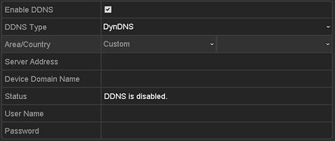 Figure 12-4 DynDNS Settings Interface PeanutHull: - Enter the User Name and Password obtained from the