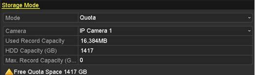 Figure 13-16 Storage Mode Interface Settings 3. Select a camera for which you want to configure quota. 4.