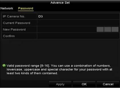 Figure 3-26 Camera Password Configuration 3. Click OK to save the settings and exit the interface.