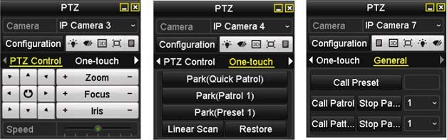 NOTE In PTZ control mode, the PTZ panel will be displayed when a mouse is