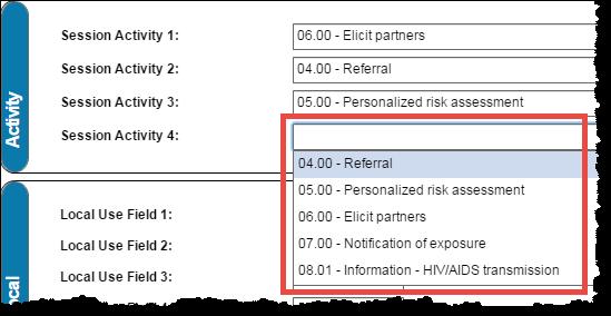 Select responses for one or more Session Activity items in the Activity section.
