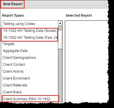 Step Result: The New Report window opens. There are three report types for PS15-1502 data. They are shown in the image below.