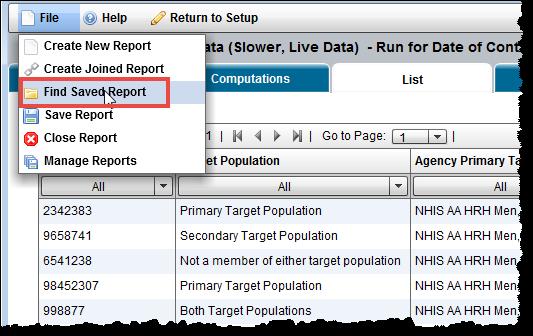 Viewing a Saved Report Perform the actions below to view a saved report. Step 1.