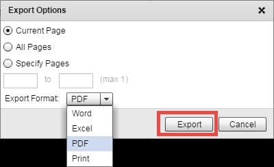 click the Export button.