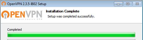 successful installation is confirmed with the following