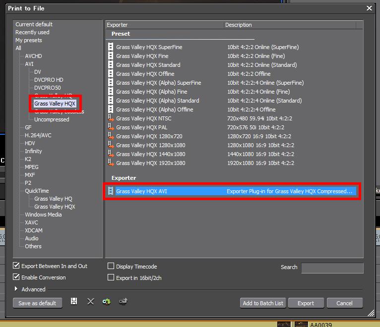2. Export QFHD footage (EDIUS) Next, we need to export the edited QFHD video sequence. I. Start [Print to File] dialog Click the [Export] button on the Preview Window and select [Print to File].