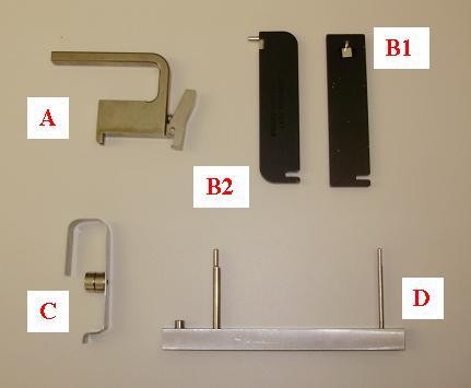Illustration 6 Key A Handle B1 Multi-tool, version 1 B2 Multi-tool, version 2 C D Bias Tool Controlled Seating Tool The Handle (Older VDAS detectors) is attached to the heat sink of the module to aid