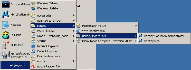 2. From the Geospatial Administrator application, select File Import MicroStation GeoGraphics Database 3.
