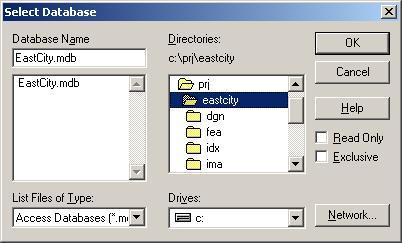 5. In the ODBC Microsoft Access Setup dialog, provide the Data Source Name: as EastCity. You can place whatever you like in the Description field.