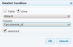 Here, you select to filter values based on invoice_id, that is present in the Bar