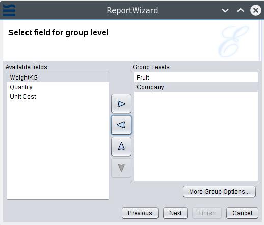 7. Click Next and select any fields to be sorted.