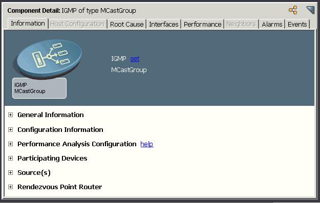 Manage a Multicast Group Manage a Multicast Group The Component Detail panel contains tabs that enable you to view Multicast information about the selected Group.