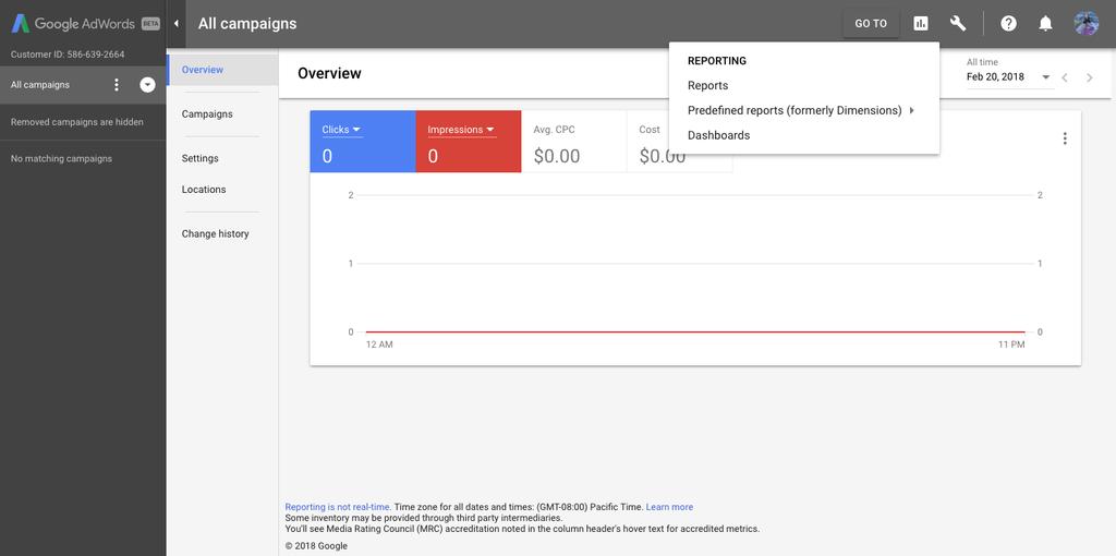 AD DELIVERY REPORT/GOOGLE ADWORDS SCREENSHOTS Step 2: Once
