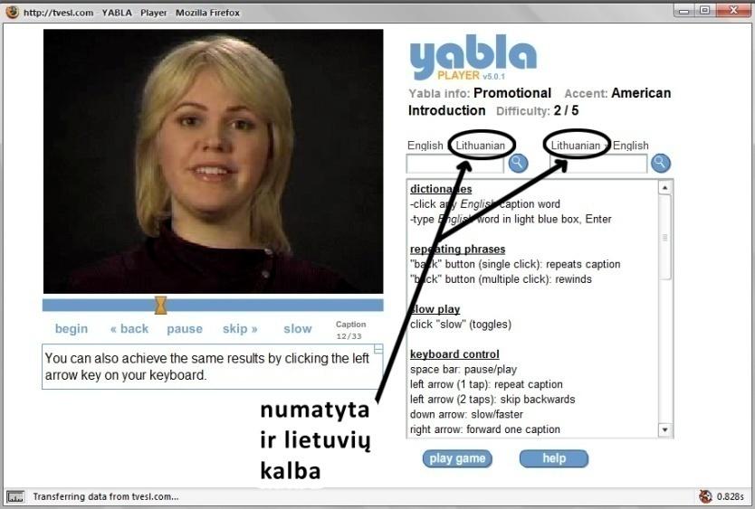 Yabla interneto tinklapis, naudojantis Javascript technologiją, ir galintis rodyti mokomuosius video filmus atvaizduoti su titrais (10 pav.).