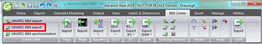 Misc. 6: Export to a GTCX file enhancements Advance Steel 2014 provides new options to