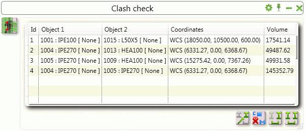 User interface 2: Collision check results Advance Steel 2014 displays the collision check results in a new design similar to the Tool palette.