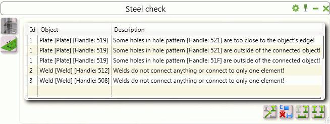 User interface 3: Steel checking results Advance Steel 2014 displays the steel checking results in a new design similar to the Tool palette.