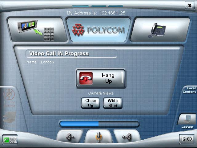 Using the Touch Panel The optional Close Up and Wide Shot camera view buttons appear if your system administrator has set up this option.