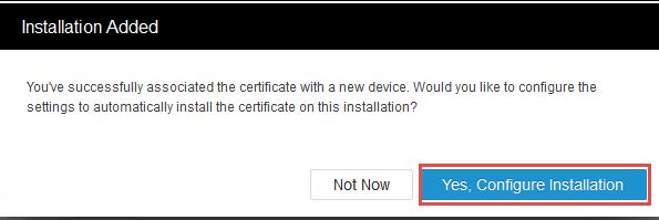Add Installation Next, it will ask if you want to configure the installation.
