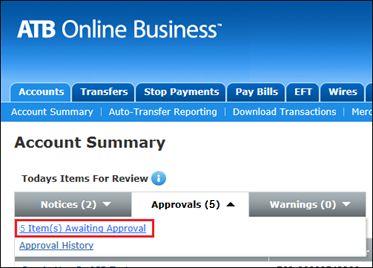 If there are items pending approval, click on the Approvals item to expand the list. 3.