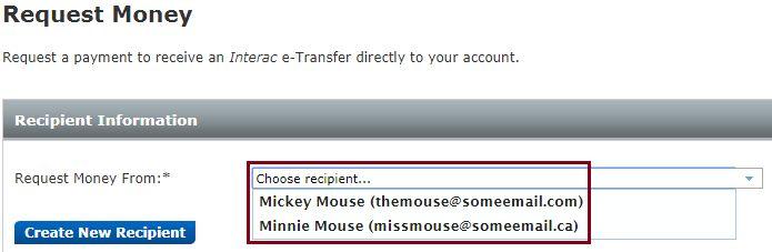 Sending a request 1. Select Request Money from the menu. 2. Select the recipient you would like to request money from.