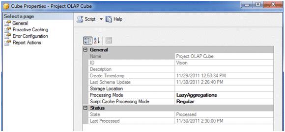 Chapter 2: Configure Analysis Cubes 3. In the Cubes folder, right-click the Project OLAP Cube folder, and select Properties from the shortcut menu.