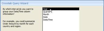 Click Crosstab Query Wizard in New Query box then click OK.