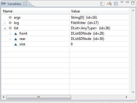 Using the Variables View Debugging 16 At this point, the list constructor has run let's examine the