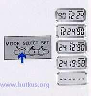 4. Press the SELECT button to locate the blinking "hour" position. Press the SET button to set "19".