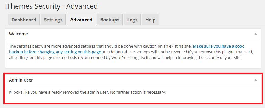 Then you will log out of WordPress, login with the new details and go to USERS > PROFILES then delete the old account with admin as the username.