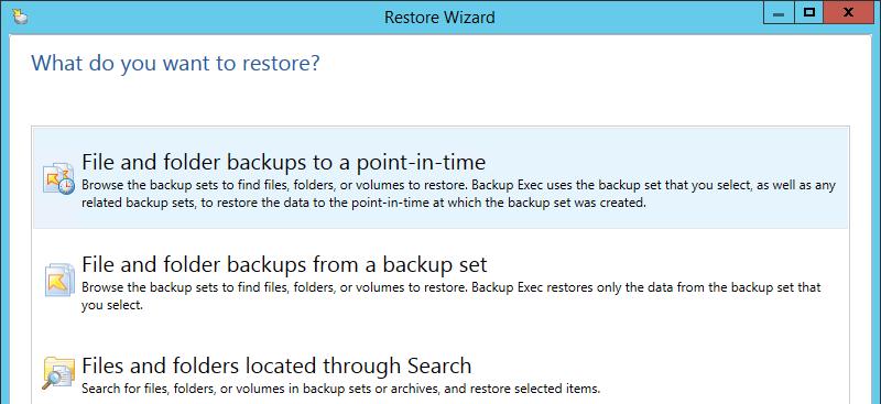 Select Files, folders, or volumes from the selection list and click Next. 3. In the next panel, select the restore method you want. Click Next. 4.