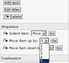 The Organise Section In the Organise section of the Actions area you can rearrange the titles. To move the headings to the top: a.